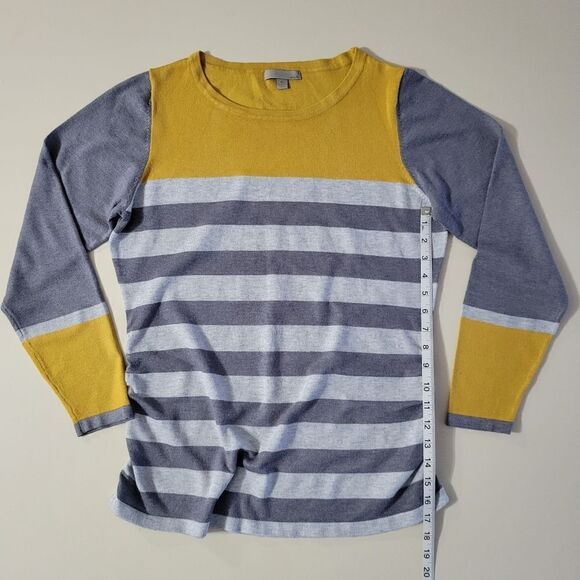 Nordstrom's One A Charcoal Gray Stripe and Gold Colorblock Pullover Sweater - Picture 5 of 11